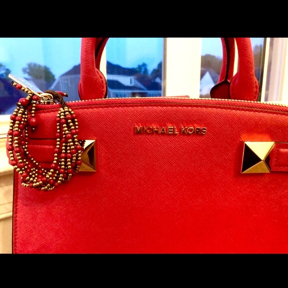 NWT Michael Kors red crossbody satchel purse - Picture 5 of 12